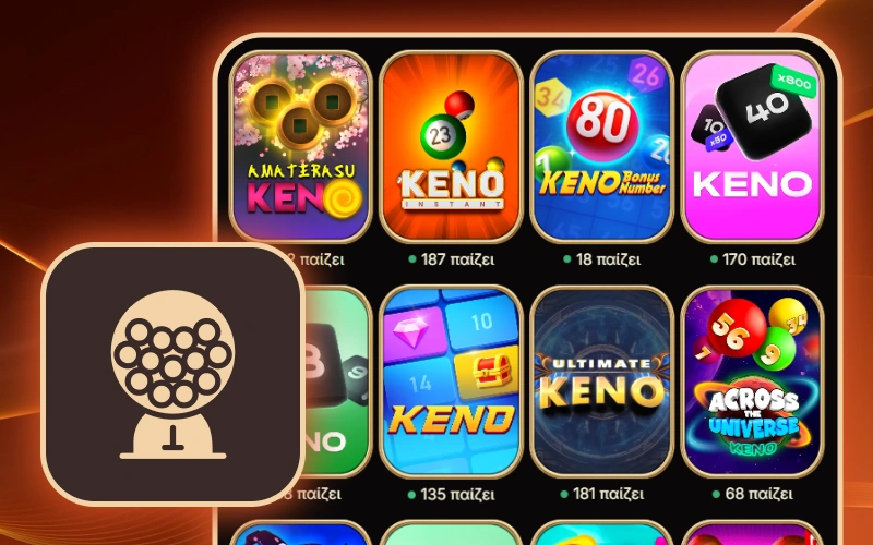 Επιλέξτε τυχερά παιχνίδια keno και λαχεία στο Spinpolo Casino online.